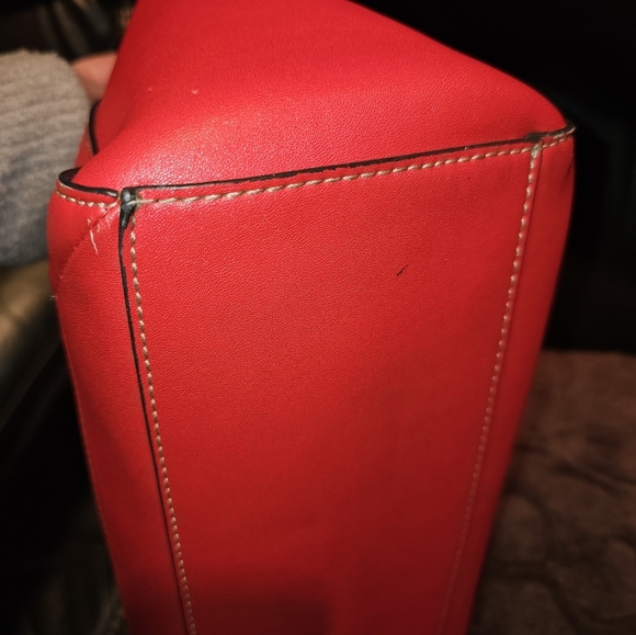 Anne Klein Red Satchel Shoulder Bag with Crossbody Strap Gold Hardware - Picture 14 of 14